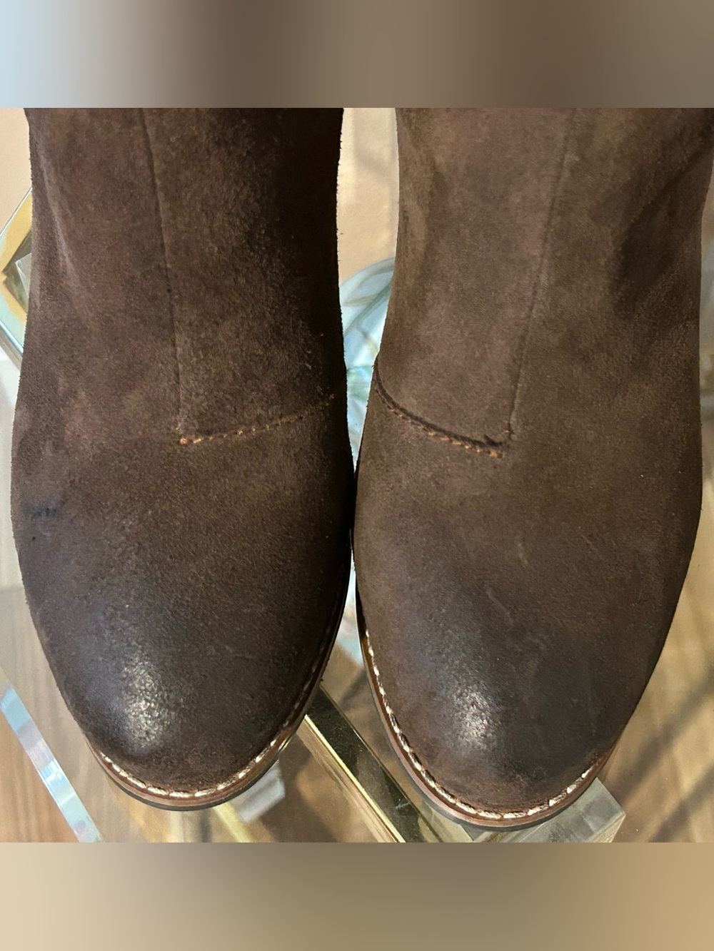 Ariat Brown Suede Leather Wedge Knee-High Boots with Braided Tassel Zipper Sz 7 - Picture 8 of 16